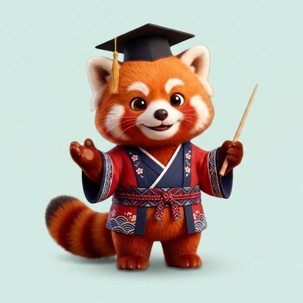 Rami the red panda tutor pointing